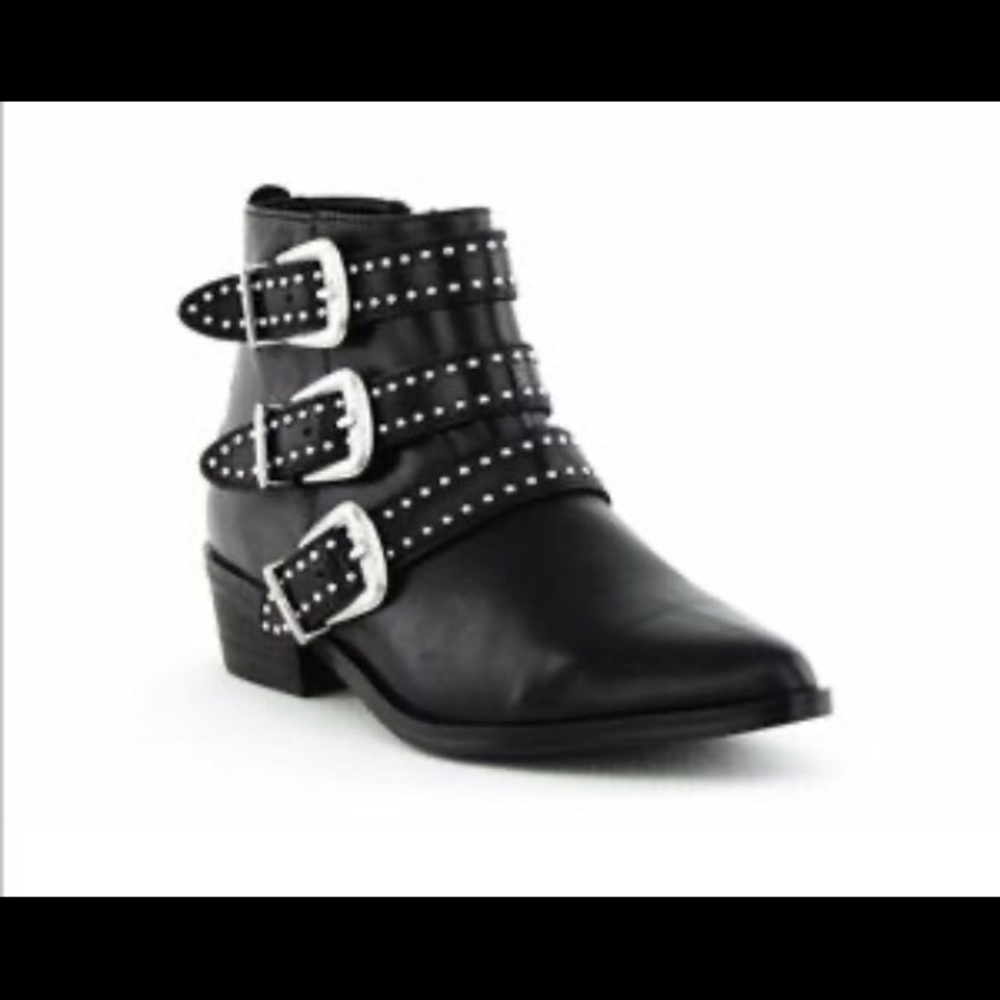 🆕Aqua Blane Black Leather Moto Ankle Bootie 5.5M